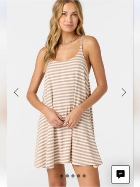 O'Neill Beige and White Striped Tank Dress